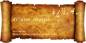 Ádler Aletta névjegykártya