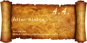 Ádler Aletta névjegykártya